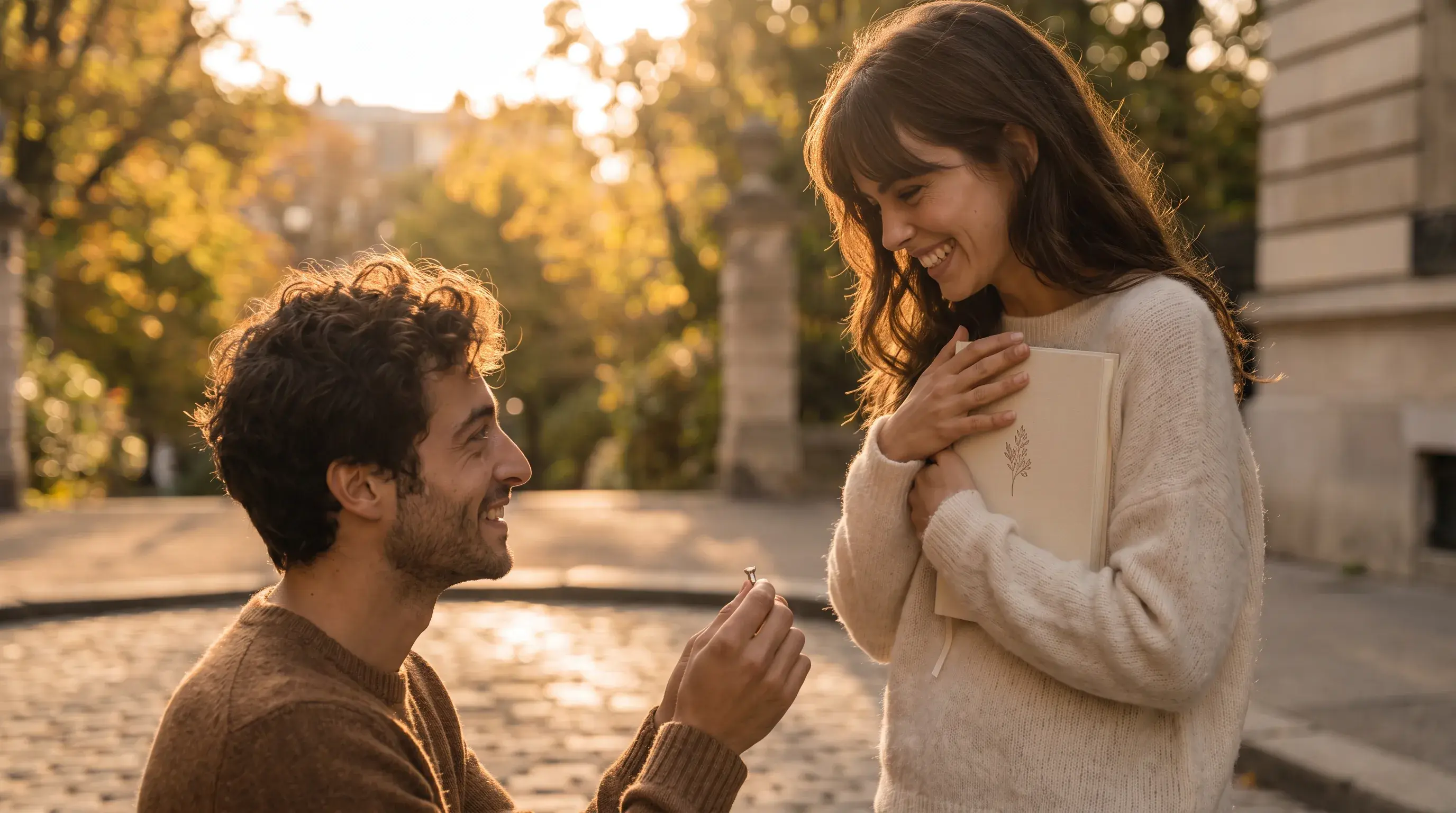 Demande en mariage accompagnée du livre racontant l’histoire du couple